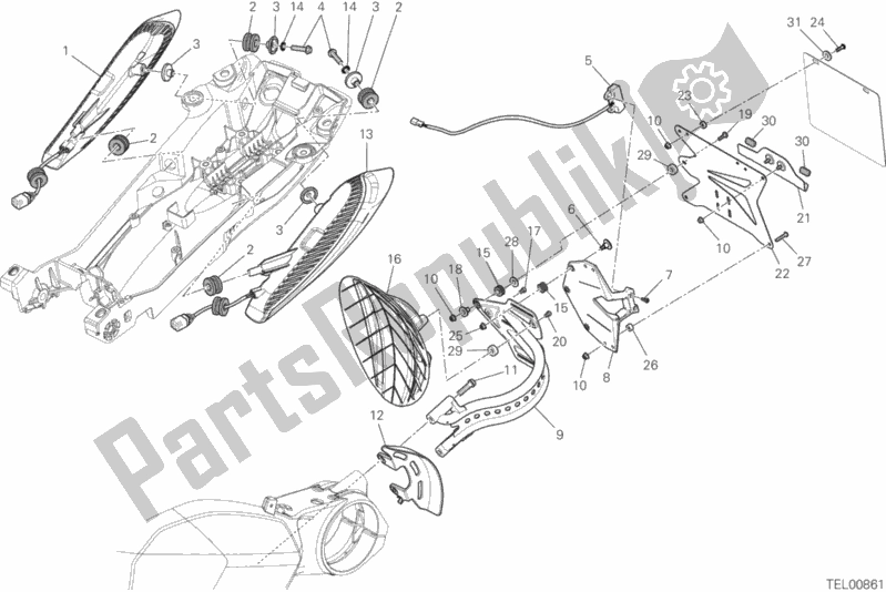 Tutte le parti per il 27a - Portatarga - Fanale Posteriore del Ducati Diavel Carbon FL Thailand 1200 2015